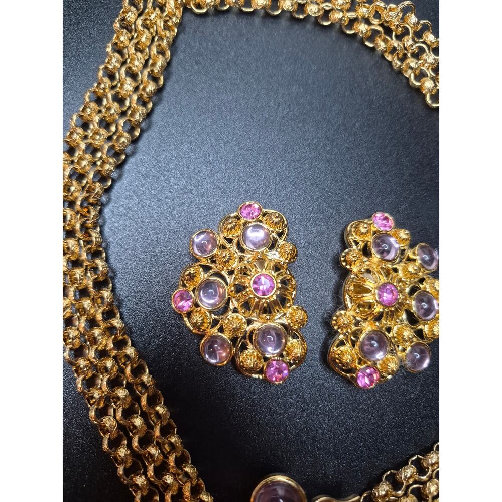 Vintage Jose Maria Barrera for Avon Marbella Necklace & Clip Earrings Set 1992 - Picture 5 of 15